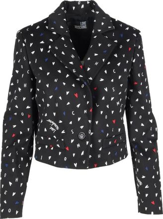 Love Moschino Harten Print Blazer - Dames - Blazers - Zwart - XS - Katoen - Jassen