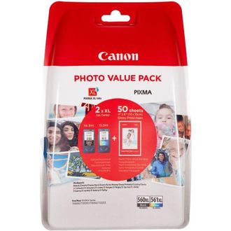 CANON Juego Econ&oacute;mico De Tinta Y Papel Fotogr&aacute;fico Canon Pg-560xl Negro Y Cl-561xl A Color, 3712c004