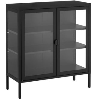 TecTake Vitrina met&aacute;lica con puerta de cristal, 80 x 37 x 90,5 cm, negro
