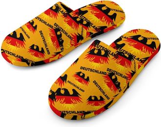 Generic Deutschland Ea-gles Germany Flag Mens Cotton Slippers Memory Foam Comfort House Shoes Winter Indoor Slipper for Hotel Casa Spa