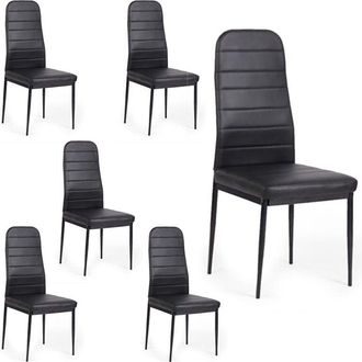 San Marco San Marco - Sedie cucina e sala da pranzo nere in similpelle 6 sedie