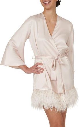 Rya Collection Swan Charmeuse & Ostrich Feather Wrap in Champagne at Nordstrom Rack, Size X-Small/small
