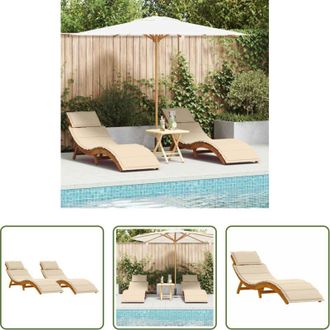 vidaXL Sdraio da giardino - Lettino prendisole 2 pcs Beige Legno di Acacia Massello