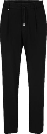 HUGO BOSS Mens Solid Patterned Straight Trousers in Black - Size 38W/32L