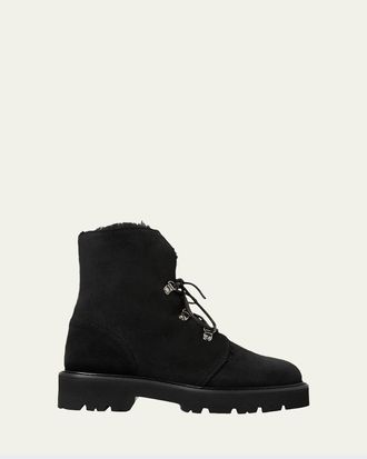 Aquatalia Eva Faux Shearling-Lined Suede Hiker Booties