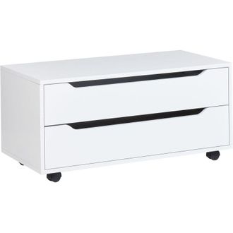 Beliani Mobile da bagno MDP Materiale sintetico Ruote 2 Cassetti Stoccaggio Bagno Mobili Bianco Osasco