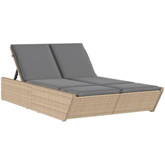 vidaXL Vidaxl - Lettino Prendisole con Cuscini Beige in Polyrattan