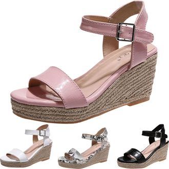 Generic Strappy Sandals Womens with Heel Silver Womens Sandals Mules Platform Summer High Wedge Heel Sandals Non-Slip Platform Shoes Strap Wedge Sandals Elega
