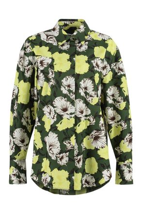 Msgm Green Regular Floral Shirt