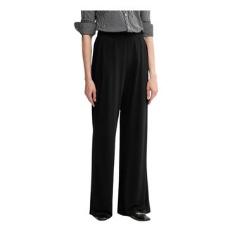 Oui Broeken, Dames, Zwart, S, Polyester, Broek > Wijde broeken