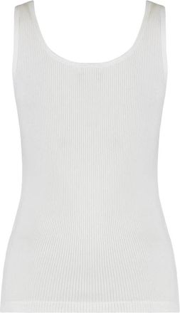 Chlo&eacute; Ribbed Knit Tank Top - Dames - Tops zonder mouwen - Wit - M - Katoen - Tops