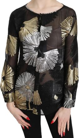 Dsquared2 Dsquared&sup2; Silk Jacquard See Through Top Womens Blouse (Pre-Owned)