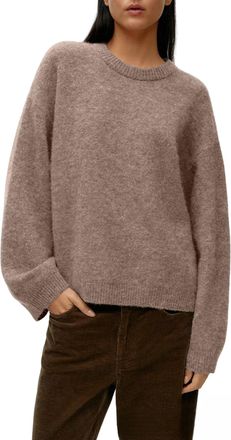 Generic Women Soft Knit Sweater Crewneck Pullover, Womens Oversized Crewneck Sweater, Womens Fall Sweaters (Khaki,L)