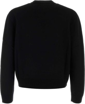 Casablanca Mens Intarsia Sweater Black Merino Wool