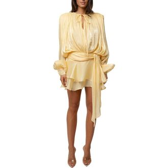 JLUXLABEL Pure Glow Long Sleeve Minidress in Yellow at Nordstrom, Size Medium
