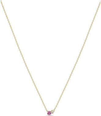 Zo&euml; Chicco 14K Gold Mixed Stone Pendant Necklace in Yellow Gold/Pink Saphire at Nordstrom, Size 16
