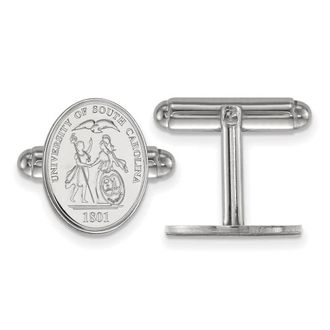 Diamond2Deal Sterling Silver Rhodium-plated South Carolina Crest Cuff Links