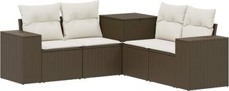 vidaXL Juego De Sof&aacute; 5 Uds. Marr&oacute;n Y Crema Blanca Vidaxl