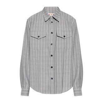 Marni Casual Shirts, male, Gray, Size: XL Check-Pattern Shirt