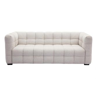 Miliboo Sof&aacute; Moderno 3 Plazas De Tejido Efecto Aterciopelado Texturizado Beige Corto