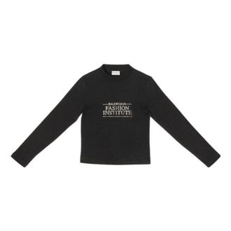 Balenciaga Fashion Institute Long Sleeve T-shirt Medium Fit Black 698124TMVH51073