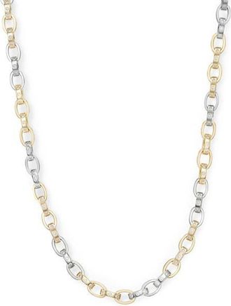 Melinda Maria Ashley Cubic Zirconia Chain Link Necklace in Gold Mix-White at Nordstrom, Size 18
