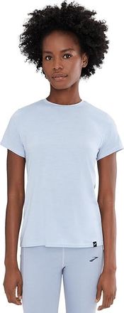 Brooks Luxe Short Sleeve Womens Clothing Heather Halogen Blue : 2XL (US Womens 20-22), Polyester/Spandex