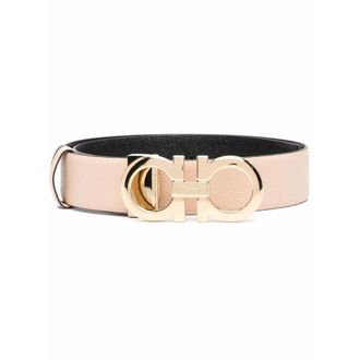 Ferragamo Beige Gancini Buckle Belt
