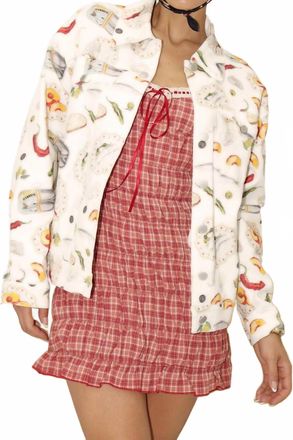 Bailey Rose Playful Picnic Denim Jacket In Beige