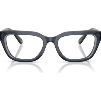 Diesel 52mm Rectangular Optical Glasses in Opal Light Blue/Demo at Nordstrom