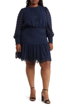 By Design Rina Lace Long Sleeve Dress in Navy Blazer at Nordstrom Rack, Size 4X