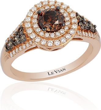Le Vian Chocolatier Ring Chocolate Diamonds, Vanilla Diamonds set in 14K Strawberry Gold Ring Size 7 56230