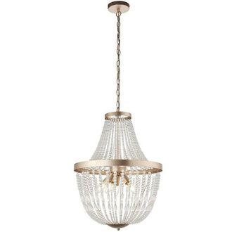Loops Hanging Ceiling Pendant Light Rose Gold & Glass Beads Modern Round Lamp Shade in Clear