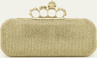 Alexander McQueen Crystal Leather Long Knuckle Clutch Bag