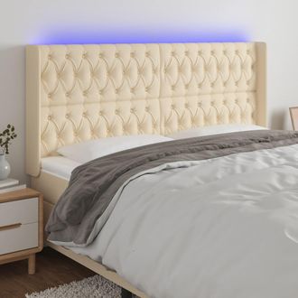 vidaXL Cabecero Con Led De Tela Color Crema 203x16x118/128 Cm Vidaxl