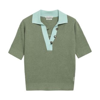 J.W.Anderson Truien & Vesten, Dames, Groen, S, Katoen, Gebreide Poloshirt