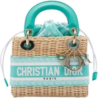 Dior Pre-owned Lady Wicker Bucket Bag - Dames - Vintage Tas - Groen - ONE Size - Leer - Vintage