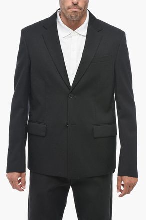 Off-white Blazer in Lana Vergine con Tasche a Aletta Off-White