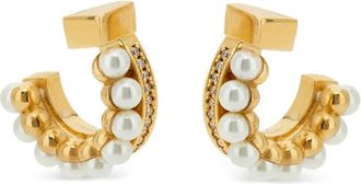 Ferragamo pearl-stud earrings - women - Brass/Pearl - One Size - Gold