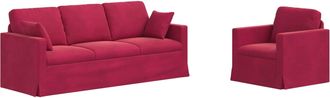 vidaXL Juego De Sof&aacute; 2 Uds. Rojo Vino Terciopelo Vidaxl