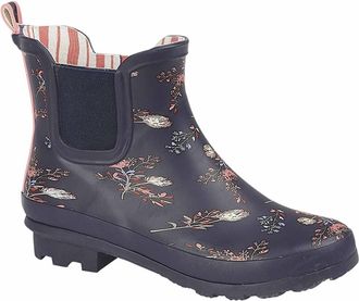 StormWells Womens Waterproof Ankle Wellington Boots with Textile Lining and Rubber Sole Navy 7 UK