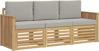 vidaXL Juegos De Sof&aacute;s 3 Uds. Blanco Y Gris Claro Polyester Vidaxl