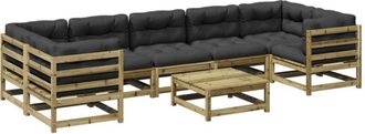 vidaXL Set De Sof&aacute;s Jard&iacute;n 8 Pzas Con Cojines Madera Pino Impregnada Vidaxl