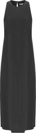 Harris Wharf London Kleedjes, Dames, Zwart, XS, Zwarte Mouwloze Lange Jurk met Drop Opening