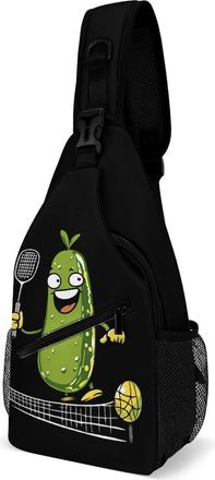 Generic Funny Playing Pickle Unisex Shoulder Bags Casual Crossbody Chest Bag Sling Backpack for Hiking Cycling Travel