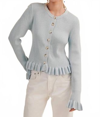 Merci Button Up Cardigan Sweater In Blue