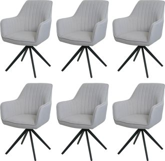 Hhg Hhg - Nunca Usado] Juego De 6 Sillas De Comedor 499, Silla De Cocina Reclinable Apoyabrazos, Giratoria Posici&oacute;n Del Coche Tela/textil, Crema-beige
