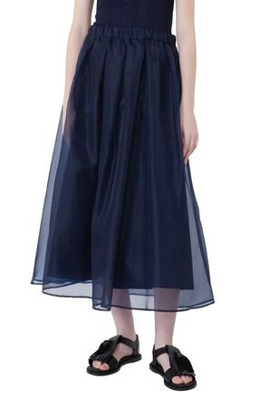 Max Mara Visino Silk Skirt in Navy at Nordstrom, Size 10