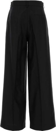 Alberta Ferretti Womens Virgin Wool Blend Wide-Leg Trousers Black Silk