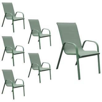 Happy Garden Lote De 6 Sillas Marbella De Textileno Verde Salvia - Aluminio Verde Salvia